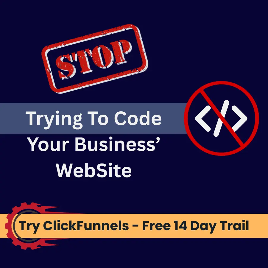 ClickFunnels AI free trial banner – no code funnel builder